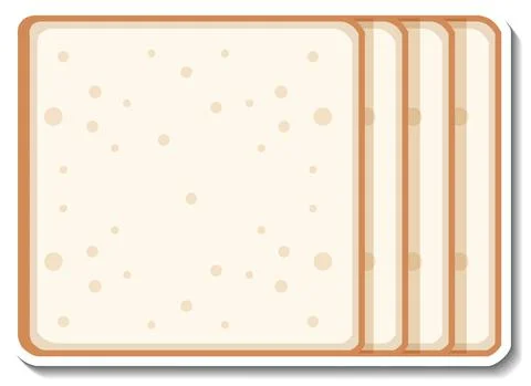 Top view of sliced breads sticker on white background Illustrazione stock