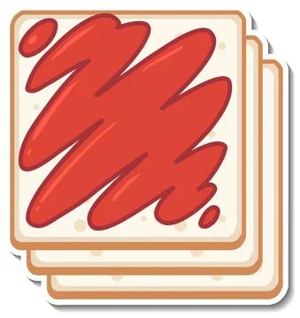 Top view of sliced breads sticker on white background Stock Illustration