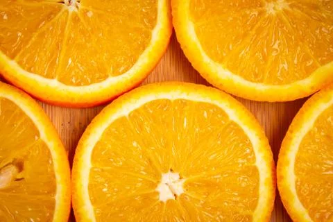 Top view of sliced oranges which is good in vitamin c. Immunity boosting food Stock Photos