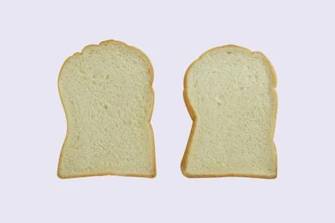 Top view slices of bread on white background Stock Photos