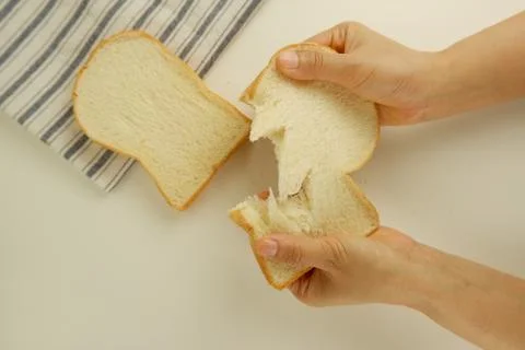 Top view slices of bread on white background Stock Photos
