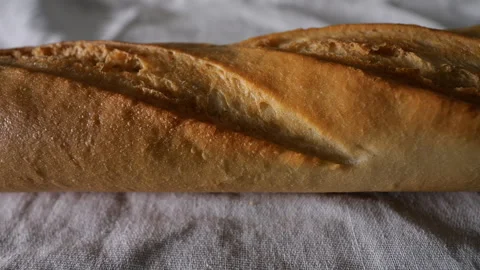 Top View Slider Shot of Rustic Bread Texture in 50p Stock Footage 336534035