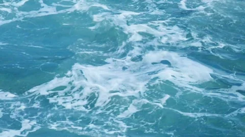 Top view  slow motion of blue ocean wave surface Stock-Footage 319872864
