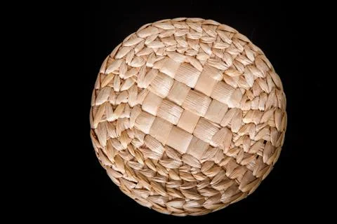 Top view on small handmade craft round box 写真素材