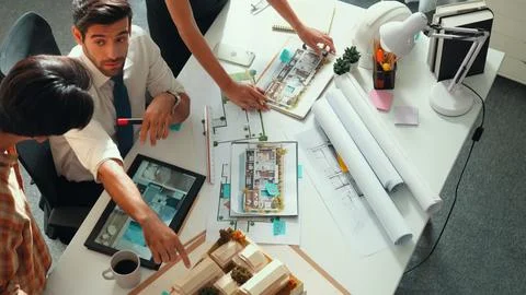 Top view of smart team write sticky notes and stick note at table. Alimentation. Stock Photos