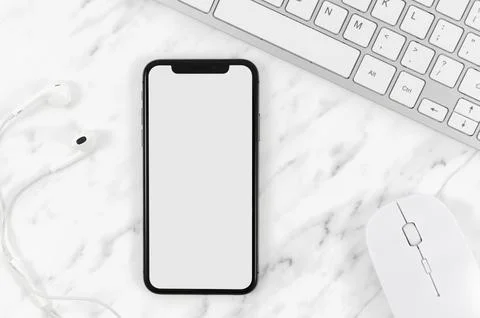Top view smartphone template workspace. Resolution and high quality beautiful Fotos Stock