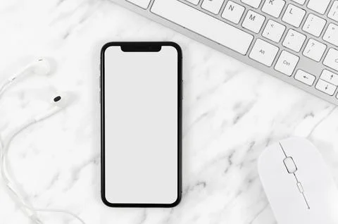 Top view smartphone template workspace Stock Photos