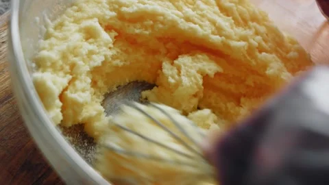 Top view of smooth citrus batter before baking, 4K Stock Footage 341117795