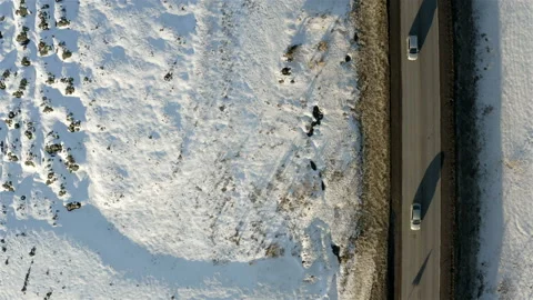 Top view of the snowbound field Stock Footage 111845055