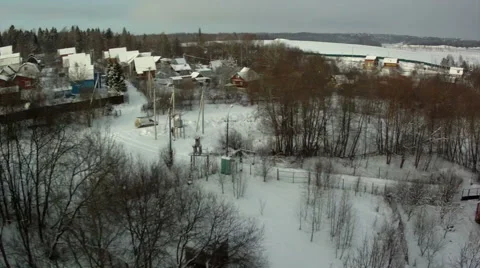 Top view of snowbound township Stock Footage 46517328