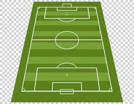 Top view of soccer field with clean white markings on green grass Stock Illustration