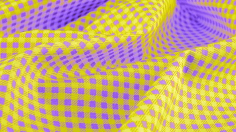 Top view of the soft folds of light yellow and blue neon cage cotton fabric Stock Footage 293879730