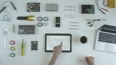 Top view software developer engineer Stock Footage 64558030