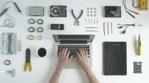 Top view software developer engineer Stock Footage 64558052