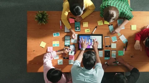 Top view of software developer writing idea about Ux ui design. Convocation. Stock Footage 271474300