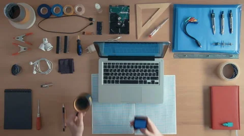 Top view software engineer is developing program coding on his laptop computer Stock Footage 67364311