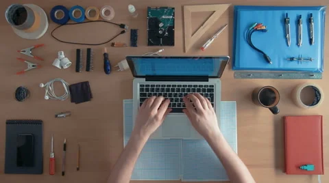 Top view software engineer is developing program coding on his laptop computer Stock Footage 67364385