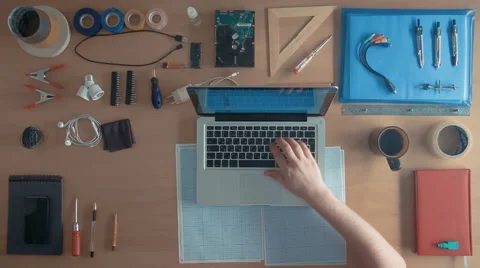 Top view software engineer is developing program coding on his laptop computer Stock Footage 67364553