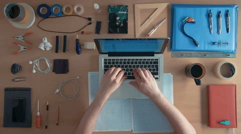 Top view software engineer is developing program coding on his laptop computer Stock Footage 67364639