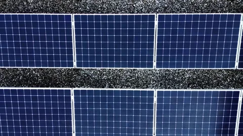Top view of a solar panels. Rows of modern photovoltaic solar panels. Stock Footage 231557268