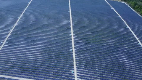 Top view at solar panels in the rural countryside scenery Stock Footage 140516619
