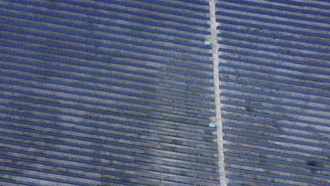 Top view at solar panels in the rural countryside scenery Stock Footage 140589722