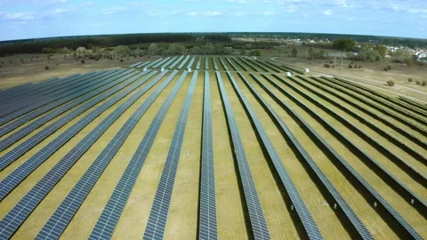 Top view of a solar power station, renewable energy, solar panels. Video stock 130534526
