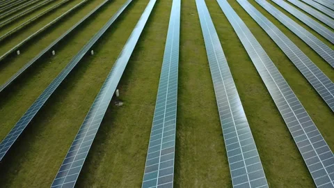 Top view of a solar power station, renewable energy, solar panels. 库存影片 130753959