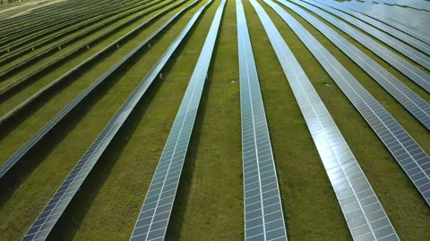 Top view of a solar power station, renewable energy, solar panels. 動画素材 131110102