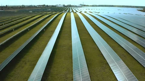 Top view of a solar power station, renewable energy, solar panels. Stock-Footage 131110138