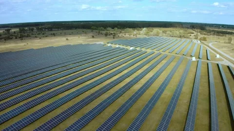Top view of a solar power station, renewable energy, solar panels. Stockbeeldmateriaal 131274666