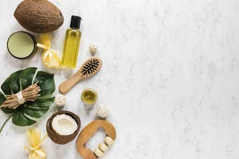 Top view spa element collection Stock Photos