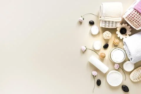 Top view spa element collection Stock Photos