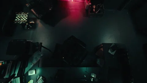 Top view of a special agent searching a dark hideout Stock Footage 335492042