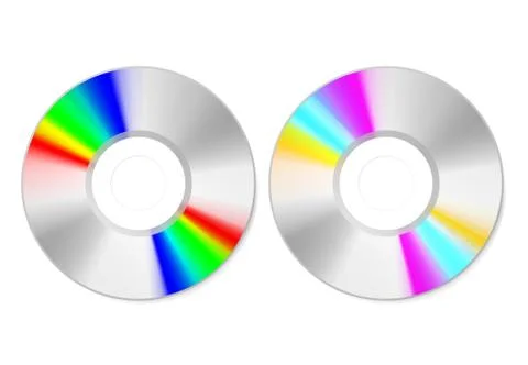 Top view spectrum color CD disk on white, vector Stock Illustration