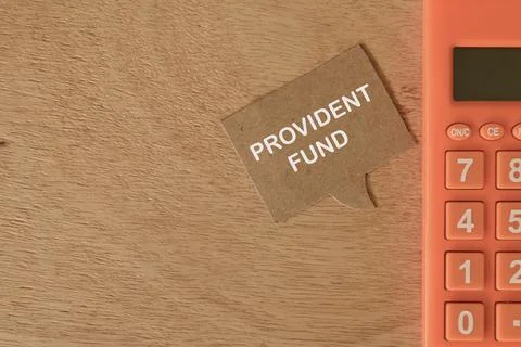 Top view of speech bubble note written with PROVIDENT FUND. Stock Photos