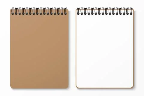 Top view spiral notebook with space for your image or text isolated on white  Stock Illustration