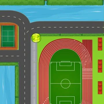 Top view of sport field and surrounding 스톡 일러스트