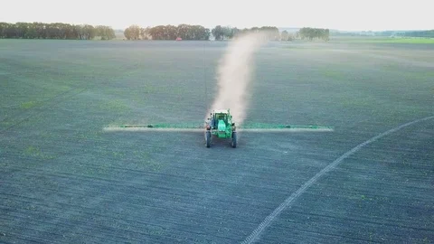 Top view of the sprayer working in the field. Stock Footage 91688555