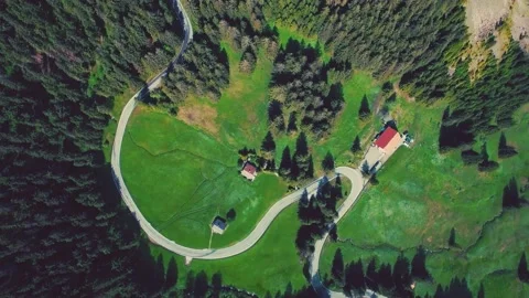 Top view of spring nature, scenic landscape, aerial shot Stock Footage 232803266