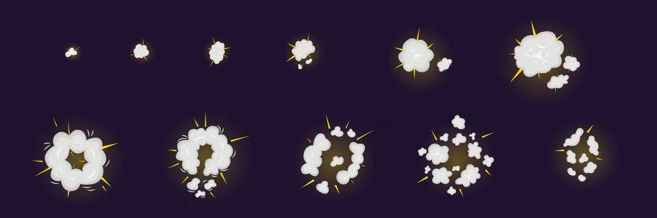 Top view sprite explosion set. Vector stock illustration isolated on black Stock Illustration