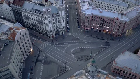 Top view on square of the historic city , cars drive Stock Footage 153604080