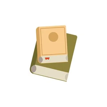 Top view on stack of books flat vector illustration isolated on white. Illustrazione stock