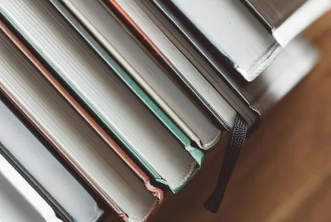 Top view of a stack of books Stock Photos