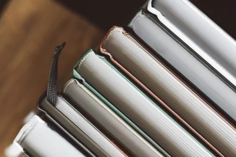 Top view of a stack of books Stock Photos
