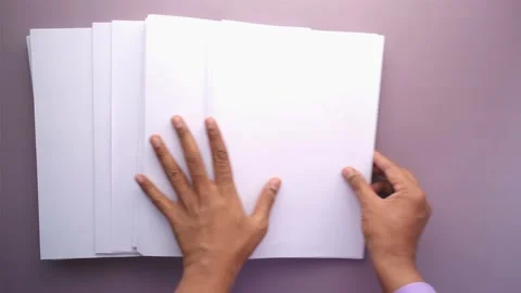 Top view of stack of empty paper on table Stock Footage 170067229