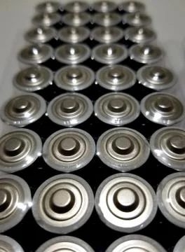 The top view of a stack of lithium batteries Stock Photos