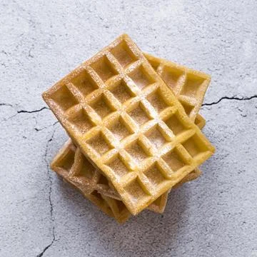 Top view stack waffles concrete surface 스톡 사진
