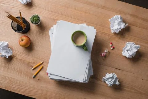Top view stacked blank papers Stock Photos