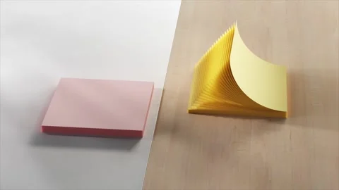 Top view of stacks of office stickers. Stationery. Adhesive colored paper. Open Stock Footage 244343259